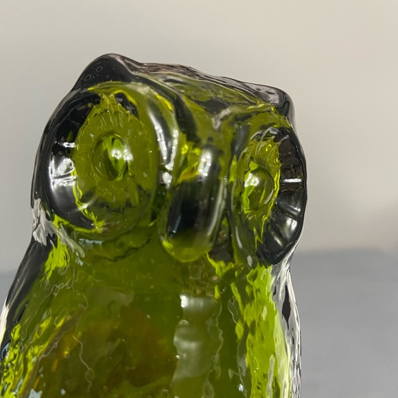 VTG Pilgrim Art Glass Forest Green Owl Hand/Mold Blown Glass Paperweight Retro - Picture 13 of 17